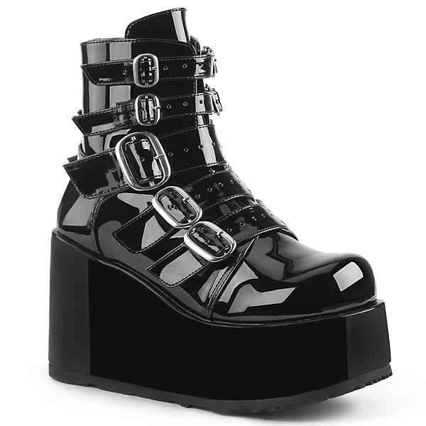 Demonia Women's Concord-57 Platform Ankle Boots - Black Patent D1964-37US Clearance
